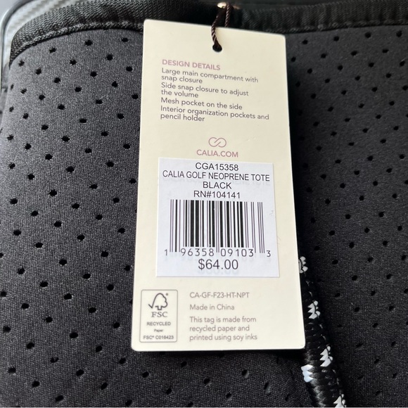 CALIA Golf Neoprene‎ Tote Black Expandable Snap Bag Removable Bottom Handles $64 - Picture 12 of 13